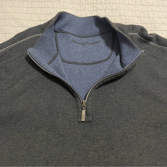 Tommy Bahama Men's Flipsider Half Zip Reversible Blue and Dark Grey Sweater XXL - Picture 6 of 10